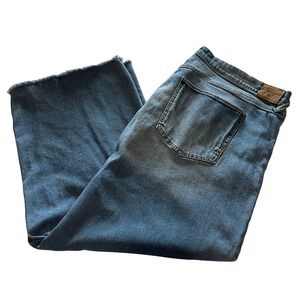 Serra Retreat Women Wide Leg Crop Jeans 22W Distressed Frayed/Raw Hem Getty Wash